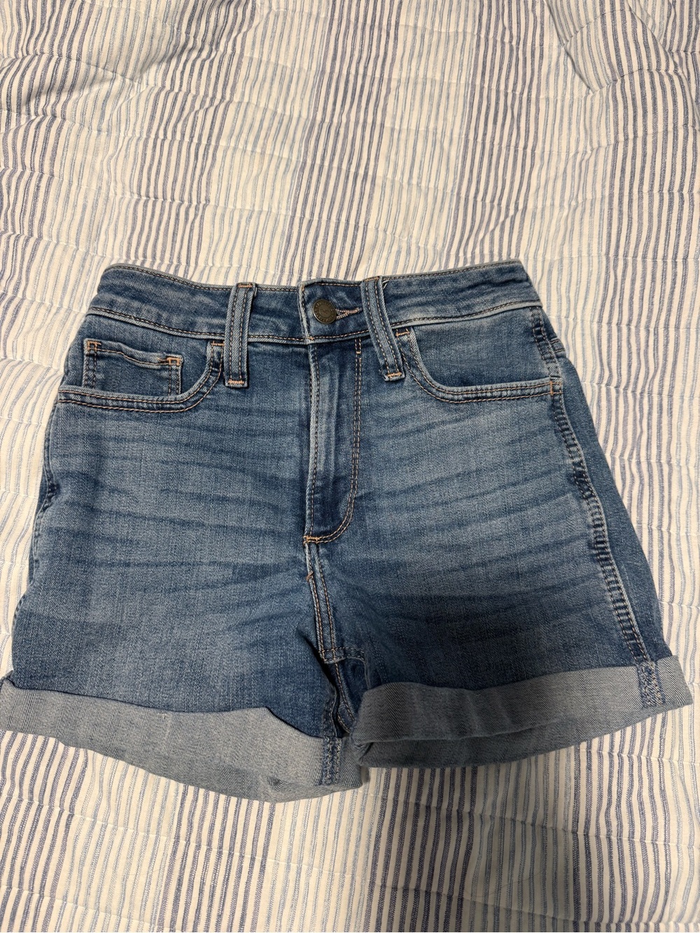Hollister Light Blue Rolled Hem Denim Shorts